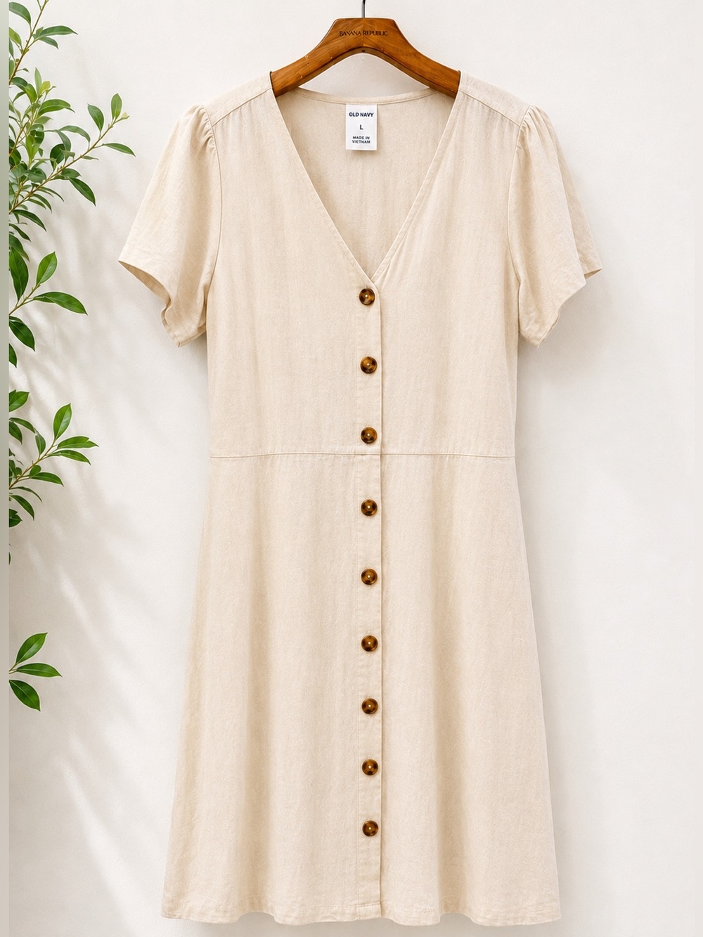 Old Navy Linen Blend Button Front Midi Dress – Size Large